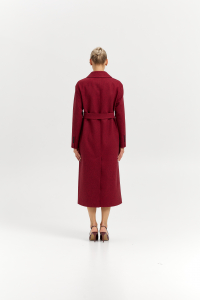 Пальто женское демисезонное 26102 (бордовый/ёлочка)