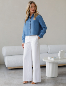 Широкие прямые брюки из плотного поплина