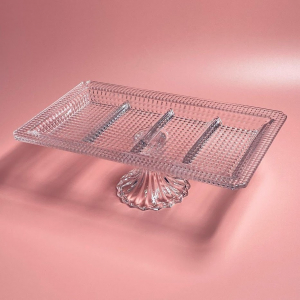 588-693 Прямоугольная менажница 37,2х22,5х12,5см на ножке в под.уп.(х6)Стекло