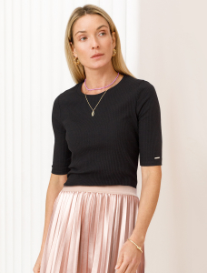 Футболка из трикотажа в широкий рубчик