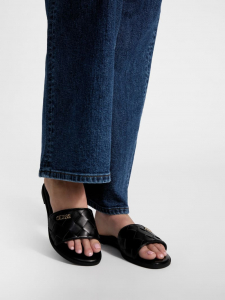 Meloria Faux-Leather Woven Slides