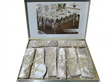 Скатерть EFOR FATIMA 160*220 прямоугольная с 8 салфетками капучино