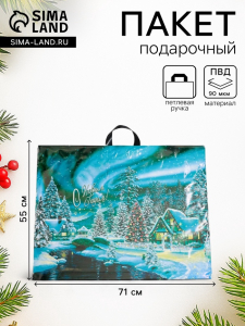 Пакет новогодний «Дивный лес», полиэтиленовый с петлевой ручкой, 71?55 см