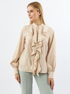 Блузкас отлетными рюшами OD-914-1 бежевый