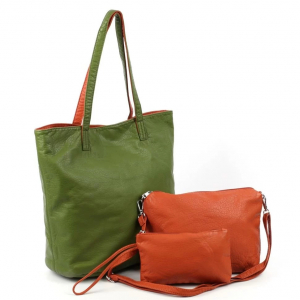Женская мягкая сумка шоппер с двумя косметичками из эко кожи 0106-623