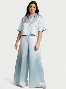 Luxe Satin Boxy Cropped Long Pajama Set