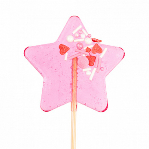 Карамель леденцовая Звезда с посыпкой розовая, 12 г