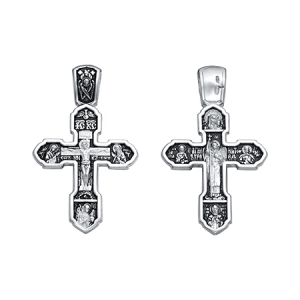 Крест (Ангел Хранитель) из серебра литье частичное чернение