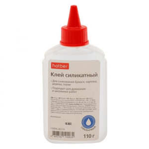 Клей силикатный 110 г, Hatber, с дозатором