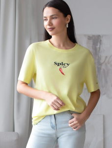 Свободная футболка с принтом из премиального хлопка с эластаном