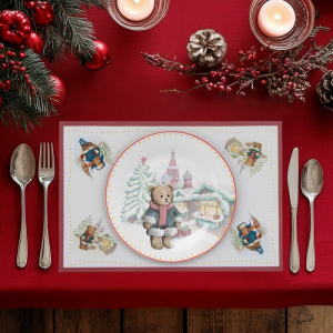 Салфетки сервировочные Доляна «Московский мишка», 4 шт., новогодние, 45?30 см