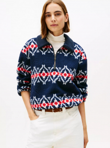 Fair Isle Print Teddy Fleece Sweatshirt