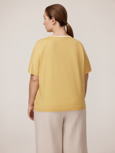 Футболка из натурального хлопка с принтом и кантом