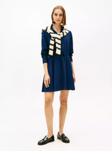 Fluid Crepe Belted Mini Shirtdress