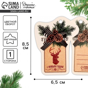Шильдик на подарок Новый год «Шишка», 6.5?8.5 см