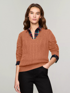 Cable Knit Wool-Blend V-Neck Sweater