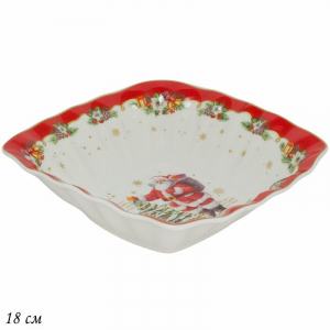 205-314 Квадратный салатник 15x15x4.5см НОВЫЙ ГОД в под.уп.(х36)Фарфор