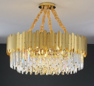 299-248 Люстра диам 100+80 см, выс. 45 см(х1)Кристаллы, нержавеющая сталь