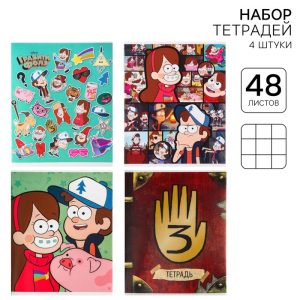 Тетрадь 48 листов, 4 шт. в клетку «Гравити Фолз»