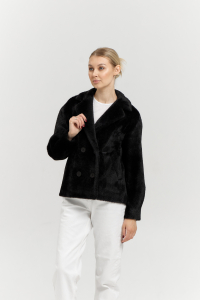 Пальто женское демисезонное 24108 (черный/тедди)