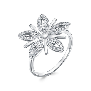 Кольцо с фианитом родированное серебро 925*