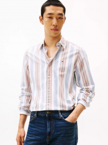 Regular Fit Striped Stretch Oxford Shirt
