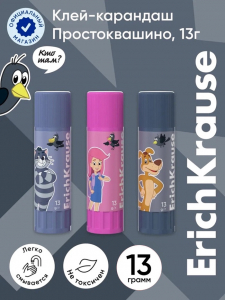 Клей-карандаш, ErichKrause EasyStick «Простоквашино», PVP, 13 г, МИКС