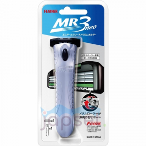 Feather MR3 Neo Мужской бритвенный станок с тройным лезвием и вращающимся роликом, идеальное бритьё + 1 кассета