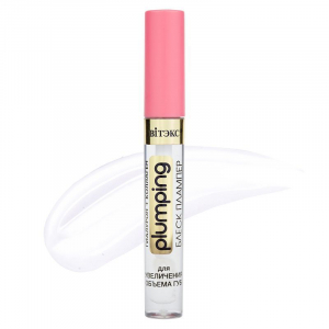 Блеск-плампер для увеличения объема губ гиалурон+коллаген тон 101 Кристальный 3мл Витэкс