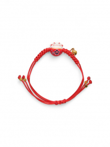 Браслет «Котик» на нити, нэко, красный в золоте
