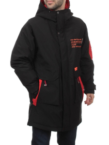 22066 BLACK RED Куртка мужская зимняя облегченная (150 гр. холлофайбер)