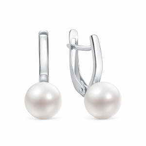 Серьги с фианитом родированные серебро 925*