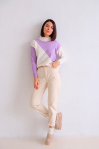 15456 Джемпер бело-сиреневый