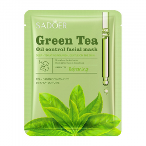 Тканевая маска для жирной кожи лица с экстрактом Зеленого чая Sadoer