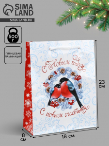 Пакет подарочный новогодний ламинированный «С Новым годом», MS 18?23?8 см