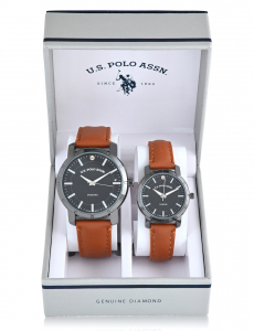 HIS AND HERS BROWN STRAP WATCH SET