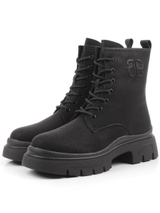 04-WD022-1M BLACK Ботинки зимние женские (натуральная кожа, 100% шерсть)