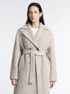 Длинное зимнее утепленное шерстяное пальто