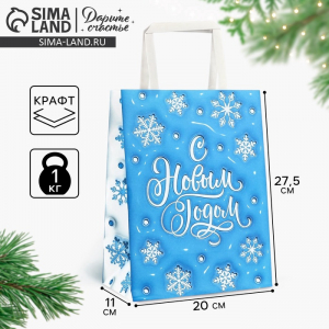 Пакет подарочный новогодний «С Новым годом», 20?11?27.5 см