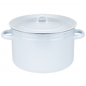 Кастрюля эмалированная 8,5л, цилиндрическая форма, металлическая крышка, серо-голубой (Россия)