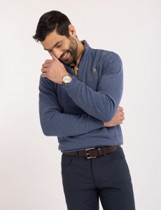 1/4 ZIP MOCK NECK FLATBACK PULLOVER