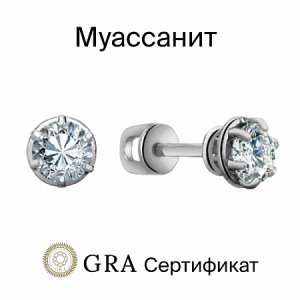 Серьги с муассанитом родированная серебро 925*
