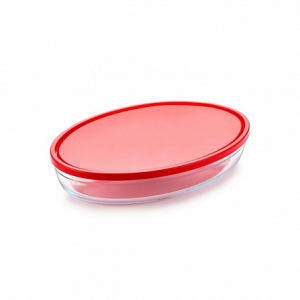 Форма для запекания и выпечки с красной крышкой COOK&STORE XL 3л 35х24х6см овальная