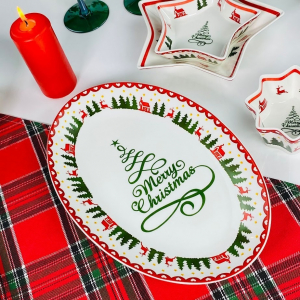 164-054 Набор из 2 овальных блюд 35,5см НОВЫЙ ГОД в под.уп.(х12)Фарфор