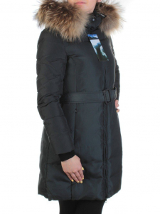 YW-17013 DK. GRAY Пальто женское зимнее (био-пух, натуральный мех лисицы)