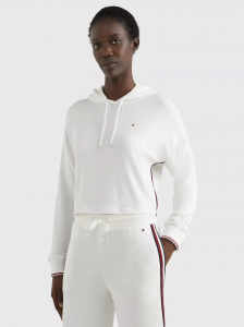 Cropped Logo Stripe Lounge Hoodie