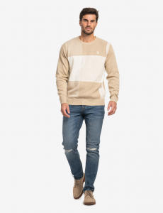 PATCHWORK CREW NECK SWEATER