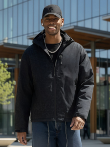 Куртка спортивная мужская весна осень черного цвета 25470Ch