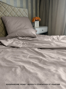 “Акция Простыня на резинке Льняные мотивы “Беж” 100% Хлопок