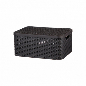 Корзина RATTAN STYLE BOX M крышка тёмно-коричневая